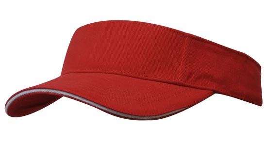 Headwear Visor With Sandwich X12 - 4230 Cap Headwear Professionals Red/White One Size 